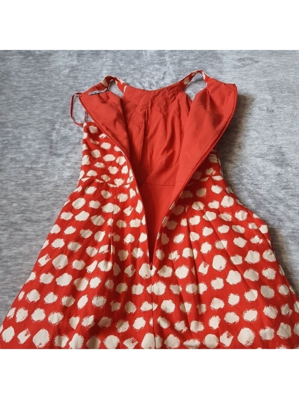Eliza J. Polka Dot Orange Sleeveless Fit and Flare Dress Size 4P #EJ3P4559 - Picture 7 of 13
